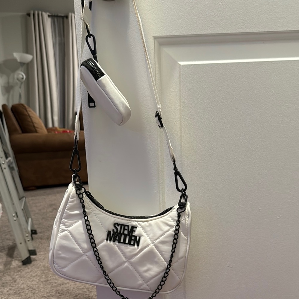 Steve Madden White Quilted Shoulder Bag